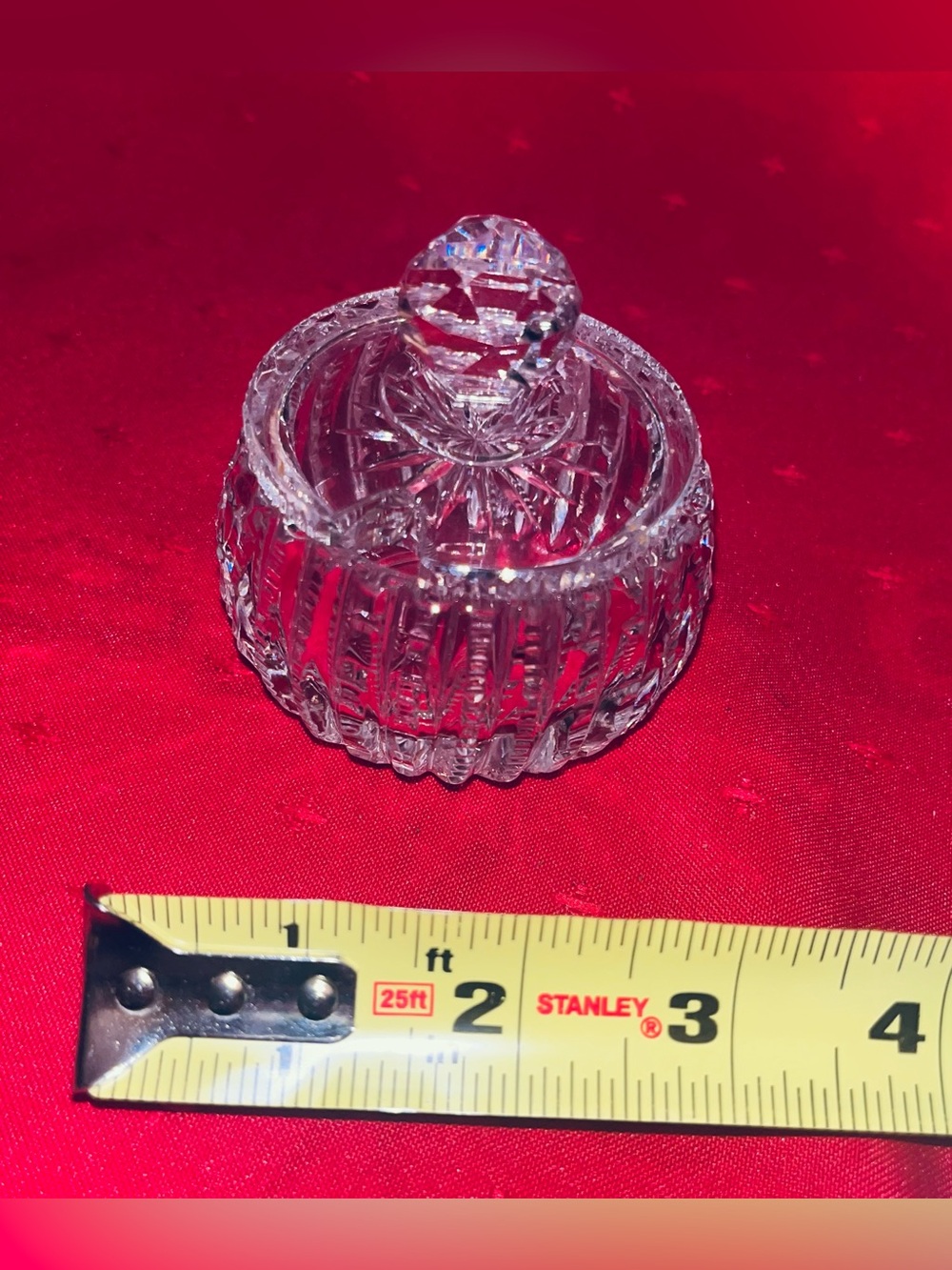 Vintage Germany Crystal Glass Lidded Trinket Jar - Clear - Picture 3 of 6